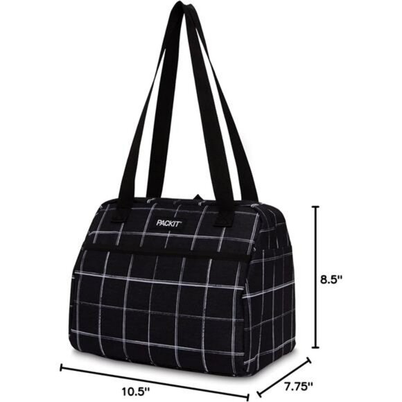Freezable Insulated Lunch Bag with Shoulder Strap Reusable Cooler Tote Black - Picture 3 of 7